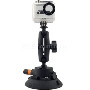 Action Cam Mount op 4.5"" zuignap met vacuumpompje