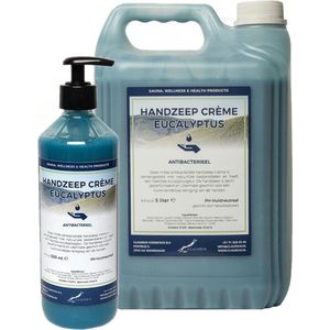 Handzeep Crème Eucalyptus 500 ml met gratis pompje + jerrycan 5 liter