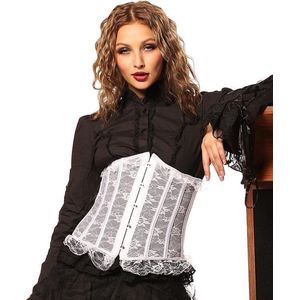 Wit underbust corset met motief (kant) - XL