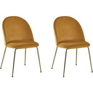 HTfurniture-Pineapple bucket chair-yellow velvet-golden legs-dining room chair-Set of 2