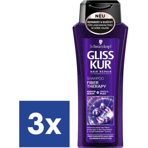 Gliss Kur Fiber Therapy Shampoo - 3 x 250 ml