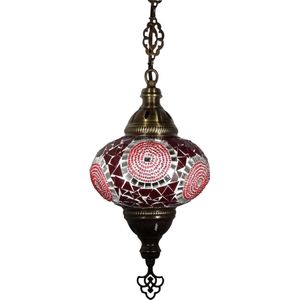 Hanglamp Mozaïek Lamp Oosterse Turkse Marokkaanse Ø 13 cm hoogte 53 cm Handgemaakt  Rood