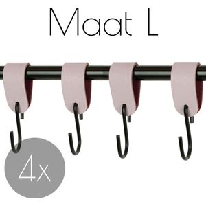 4x Leren S-haak hangers - Handles and more® | LILAPAARS - maat L (Leren S-haken - S haken - handdoekkaakje - kapstokhaak - ophanghaken)