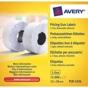 Avery Zweckform PLR1226 prijstangetiketten | wit | verwijderbaar | 26 x 12 mm | 15.000 etiketten