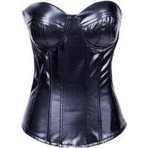 lederlook zwart corset - S