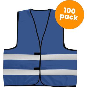 100-pack blauwe veiligheidshesjes - Veiligheidsvesten blauw - Veiligheidshesjes volwassenen - Hesjes evenementen - Hesjesfabriek