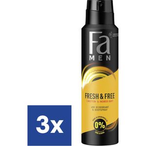 Fa Men Fresh & Free Lime Ginger Deo Spray - 3 x 150 ml