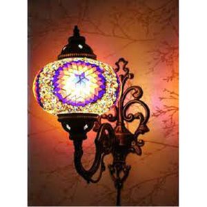 Oosterse Lamp – Wandlamp - Mozaïek Lamp - Turkse Lamp - Marokkaanse Lamp - Ø 19 cm - Hoogte 28 cm - Handgemaakt - Authentiek - Multi Kleur