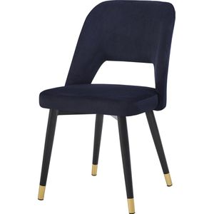 HTfurniture-Cave Black Velvet Dining Chair with Black Leg and Gold Tips-Set of 2