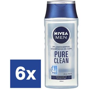 Nivea - Shampoo - Men - Puur Verzorgend - 6 x 250ML - Voordeelverpakking