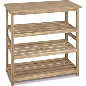 HakuShop Etagere | Naturel Massief hout | 4 laags | Ruwe afwerking | 65x32x72