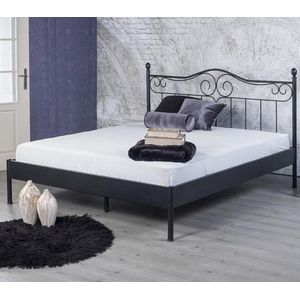 Bed Box Wonen - Alessia metalen bed - Zwart/Zilver - 180x210