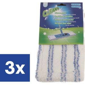 Cleany Reserve Mop Micro Wit/Blauw - 3 stuks