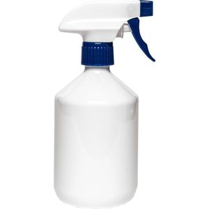 Lege plastic fles 500 ml PET apothekersfles wit - met blauwe spraykop – set van 10 stuks - Navulbaar - leeg