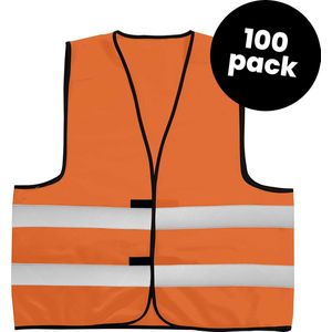 100-pack oranje veiligheidshesjes - Veiligheidsvesten oranje - Veiligheidshesjes volwassenen - Hesjes auto - Hesjesfabriek