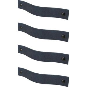 4x Leren handgrepen 'platte greep' - maat S (15,8 x 2,5 cm) - NAVY - incl. 3 kleuren schroefjes (handgreepjes - leren grepen - greepjes - leren lusjes)