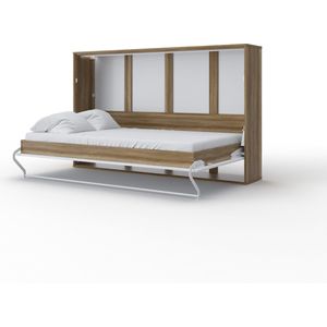 Maxima House - INVENTO 05 Elegance - Horizontaal Vouwbed - Logeerbed - Opklapbed - Bedkast - Country Eiken / Hoogglans Wit - 200x120 cm