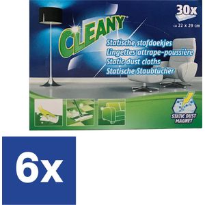Cleany Statische Vloer- en stofdoekjes - 22 cm x 29 cm - 6 x 30 doekjes