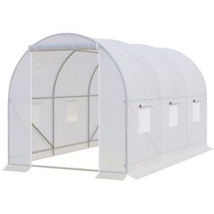 Kweekkas - Tuinkas - Foliekas - Broeikas - Tunnelkas - Kweektent - Kas - Tomatenkas - 3,5 x 2,0 x 2,0 m - Wit transparant