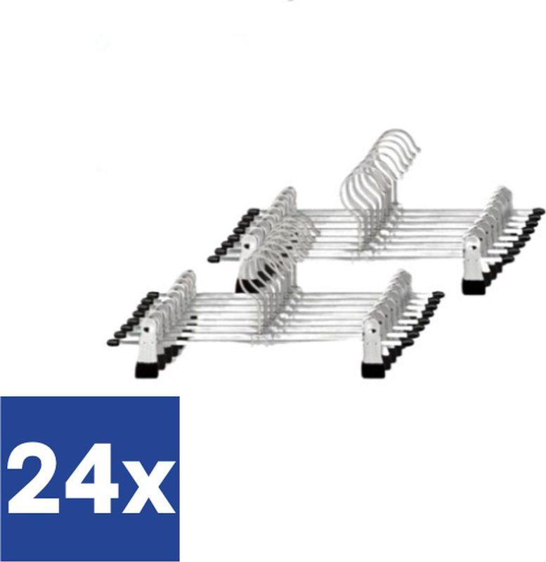 Broekhangers met Antislip Knijpers - 24 stuks - Verstelbaar - Metaal - Zilver