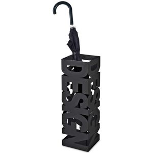 Paraplubak - Zwart stalen parapluhouder - Uitneembare lekbak - Moderne parapluhouder - 16 x 16 x 48 cm