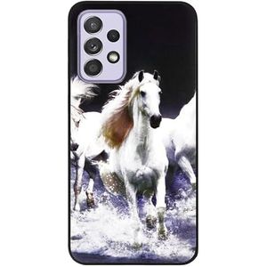 ADEL Siliconen Back Cover Softcase Hoesje voor Samsung A52 - Paarden Wit