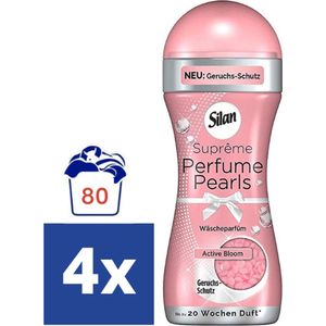 Silan - Suprême Perfume Pearls - Geurparels Active Bloom - Parfum voor je was - 4 x 260 gram - 80 Wasbeurten