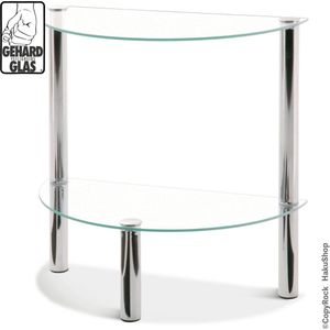 Bijzettafel transparant glas met chroom halfrond