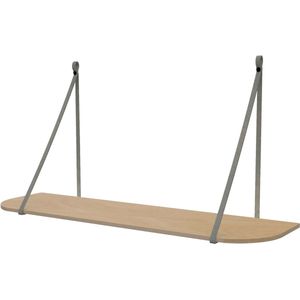 Leren plankdragers 'smal' - Handles and more® - SUEDE GREY - 100% leer - set van 2 / excl. plank (leren plankdragers - plankdragers banden - leren plank banden)
