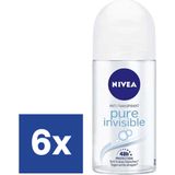 NIVEA Pure Invisible Deodorant Roller - Voordeelverpakking 6x50ml