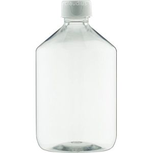 Lege plastic fles 500 ml PET apothekersfles transparant - met witte ribbeldop – set van 10 stuks - Navulbaar - leeg
