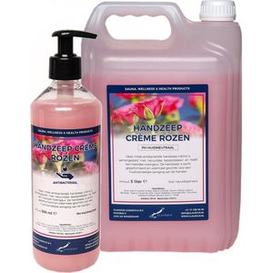 Handzeep Crème Rozen 500 ml met gratis pompje + jerrycan 5 liter navulling