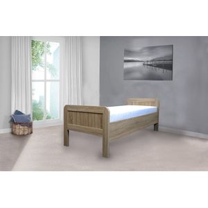 Bed Box Wonen - Seniorenbed Nelson - licht eikenkleur - 90x200 - met vlakke lattenbodem en matras