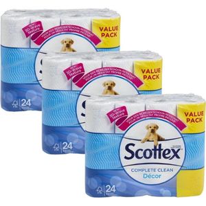 Scottex Decor Toiletpapier 2-laags (Voordeelverpakking) - 3 x 24 rollen (72 rollen)