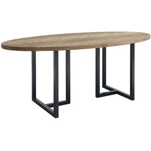 Ovale Eettafel Veneta 200x100 Cm Visgraat Naturel | Nu Op Voorraad