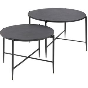 Salontafel Pilunio (set Van 2) Rond 84/64 Zwart | Nu Op Voorraad