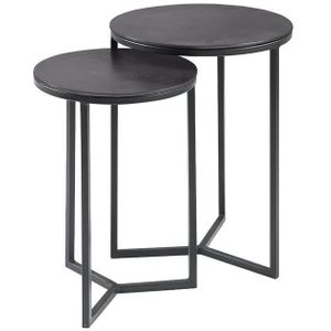 SALE - Bijzettafel Pilunio (set Van 2) Rond 40/33 Zwart | Nu Op Voorraad