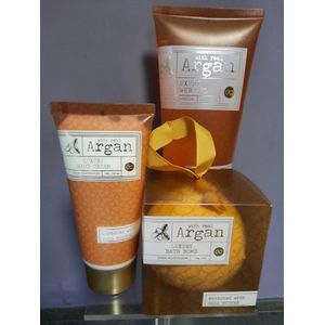 geschenkset voor vrouwen douche gel - handcreme - bathbomb-met argan olie - verrijkt met shea boter