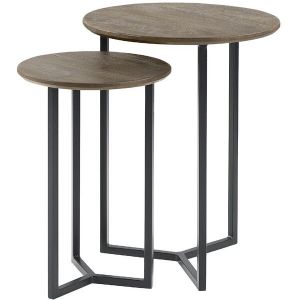 SALE - Bijzettafel Gatteo (set Van 2) Rond 40/30 Mango Grijs | Nu Op Voorraad