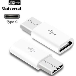 Set van 2 verloop adapter MICRO USB female naar USB-C male | Opzetstuk | Micro-USB female  to USB C male Converter | Wit | Nieuwste Usb Snelle Adapter Type C Naar Fit Micro Usb
