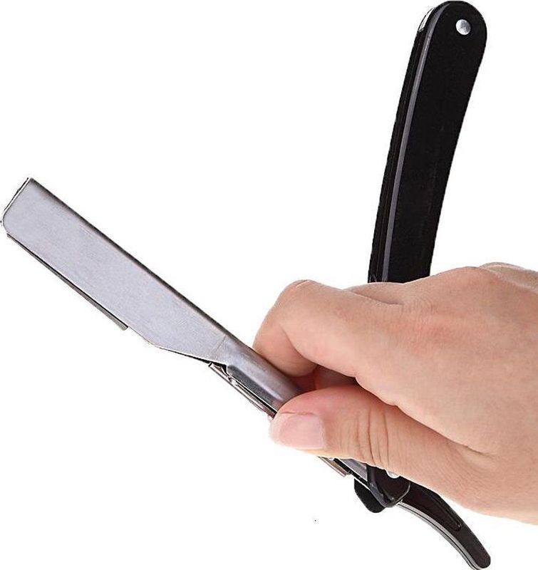 Scheermes |Barbiersmes| Uitklapmes| Shavette| Kappersmes| Kapper| Barbier| Klassiek scheermes|Zwart