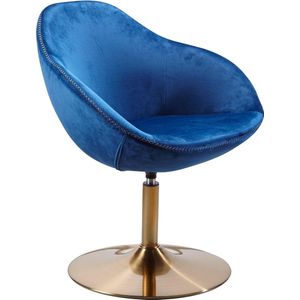 Nancy's Santa Fe Fauteuil - Loungestoel - Kuipstoel - Bureaustoel - Relaxfauteuil - Fluwelen Fauteuil - Fluweel - Blauw - Goud