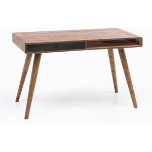 Nancy's Brevard Bureau - Kantoortafel - Laptoptafel - Massief Houten Sheesham - Zwart - Bruin - Wit - Lade