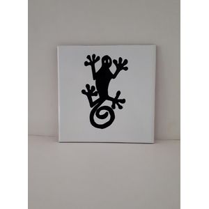 Jacqui's Arts & Designs - African design - handbeschilderd tegel - keramische tegel - zwart - wit - koper - dieren afbeelding -salamander