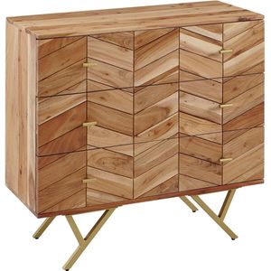 Nancy's Yonkers Dressoir - Massief Houten Acacia - Metaal - Ladekast - 3 Lades - 90 x 86.5 x 40 cm - Bruin