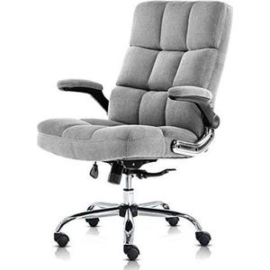 Monkey's Bureaustoel grijs velvet met opklabare armleuningen - Draaistoel - Ergonomisch - Directiestoel - Fluweel - 72 x 65 x 38 cm