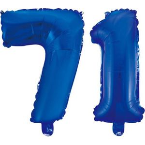 Folieballon 71 jaar blauw 86cm