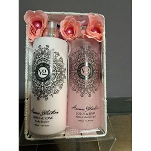 geschenk set vrouwen verjaardag - moeder dag - leuk kado - kerst - body lotion rozen - lotus - bath en douche gel