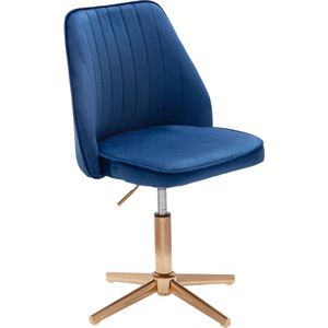 Nancy's Norwich Draaistoel - Keukenstoel - Bureaustoel - Schelpstoel - Verstelbaar - Design - Fluweel - Blauw - Modern