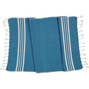 Kleine Hamamdoek Krem Sultan Petrol Blue - 100x50cm - dunne katoenen handdoek - sneldrogende saunahanddoek (niet geschikt als lendendoek)